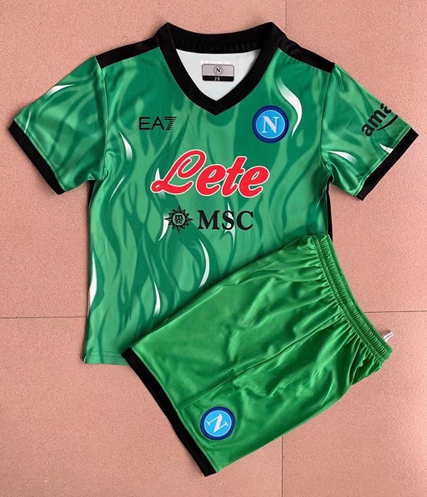 Kids-Napoli 21/22 GK Green Soccer Jersey